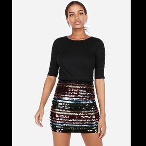 Express high waisted rainbow sequin mini skirt